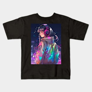 Cyber Futuristic Girl - Anime Wallpaper Kids T-Shirt